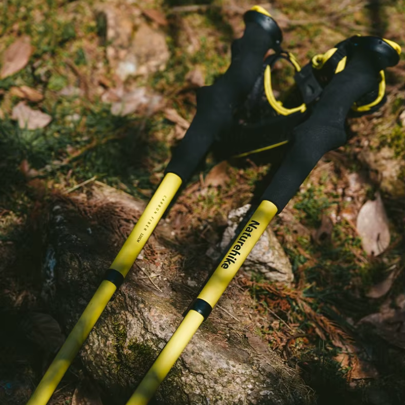 Naturehike skladacia karbónová treková palička Air Terk EXT2 110 cm 145g - čierno / žltá - ľavá
